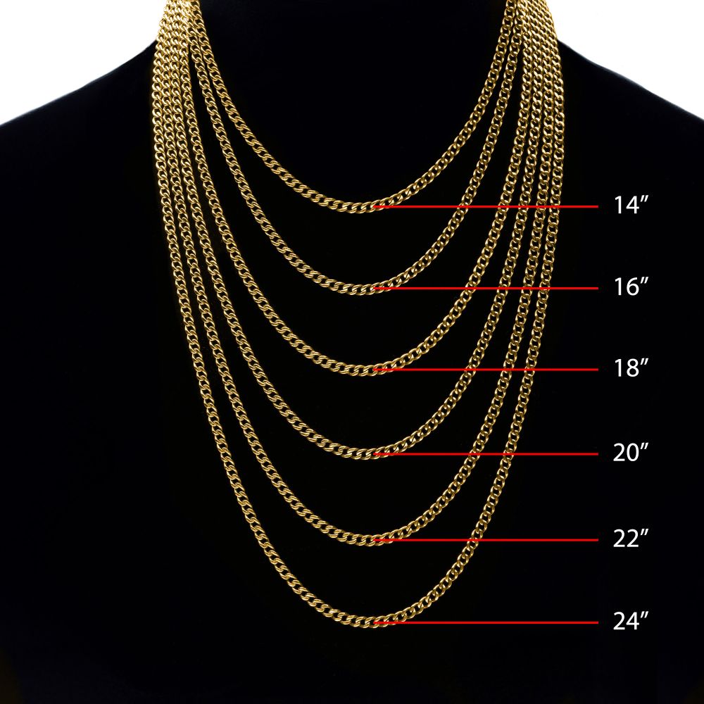 INOX 3.5mm 18Kt Gold IP Titanium Flat Curb Chain Necklace