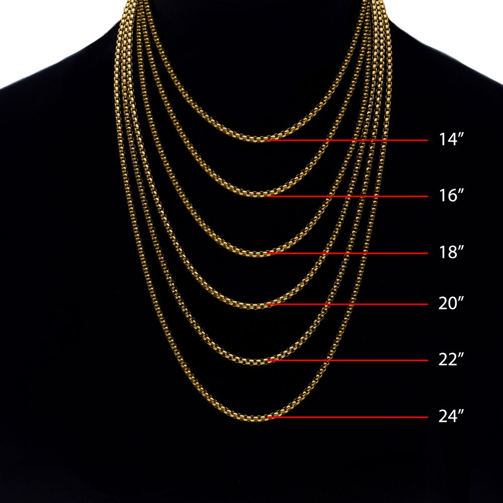 INOX 3mm 18Kt Gold IP Titanium Box Chain Necklace