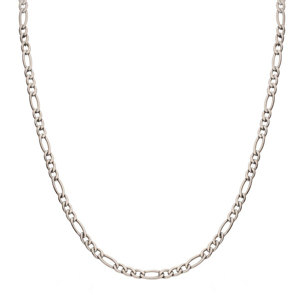 INOX Men's 4.7mm Titanium Figaro Chain Necklace with Lobster Clasp.