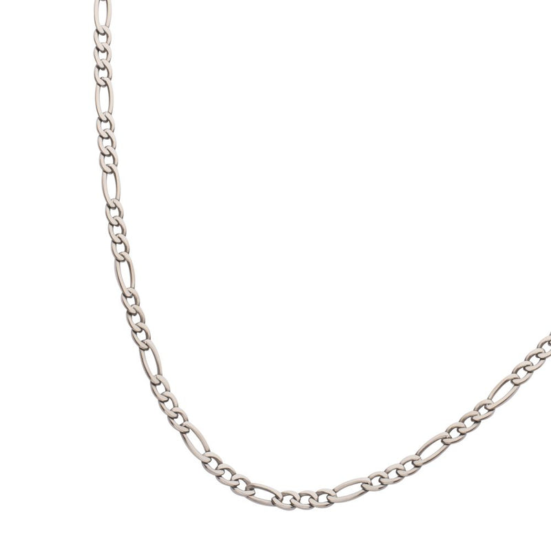 INOX Men's 4.7mm Titanium Figaro Chain Necklace with Lobster Clasp.