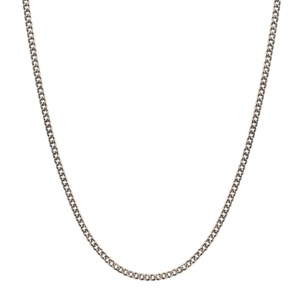 INOX Men's 3.5mm Titanium Flat Curb Chain Necklace with Lobster Clasp.