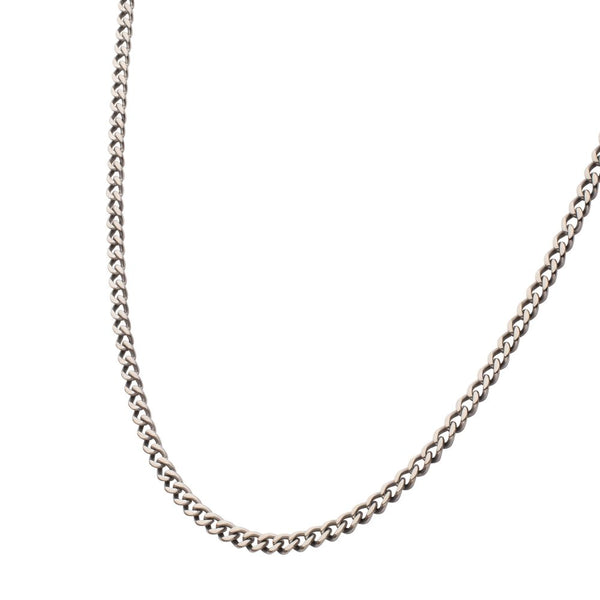 INOX 3.5mm Titanium Flat Curb Chain Necklace with Lobster Clasp