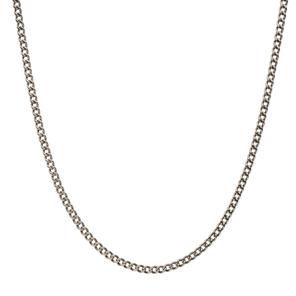 INOX Men's 4.35mm Titanium Flat Curb Chain Necklace with Lobster Clasp.