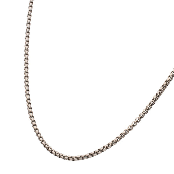 INOX Men's 3mm Titanium Box Chain Necklace with Lobster Clasp.