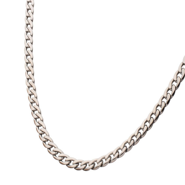 INOX 7.4mm Titanium Curb Chain Necklace with Lobster Clasp