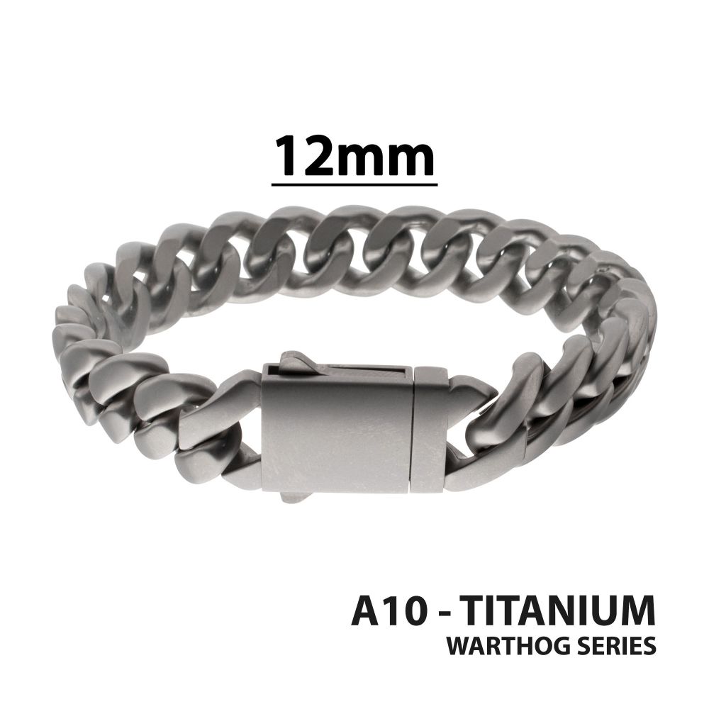 INOX Titanium Matte Finish 12mm Curb Chain Bracelet