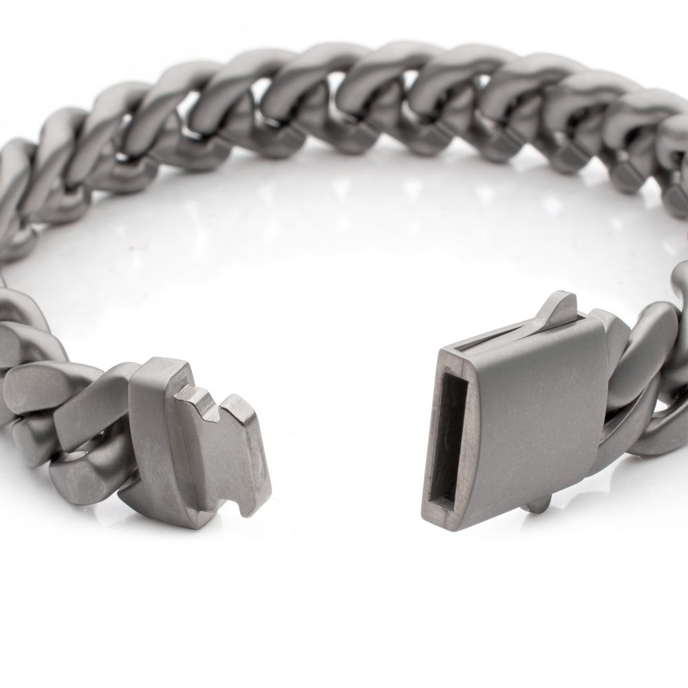 INOX Titanium Matte Finish 12mm Curb Chain Bracelet