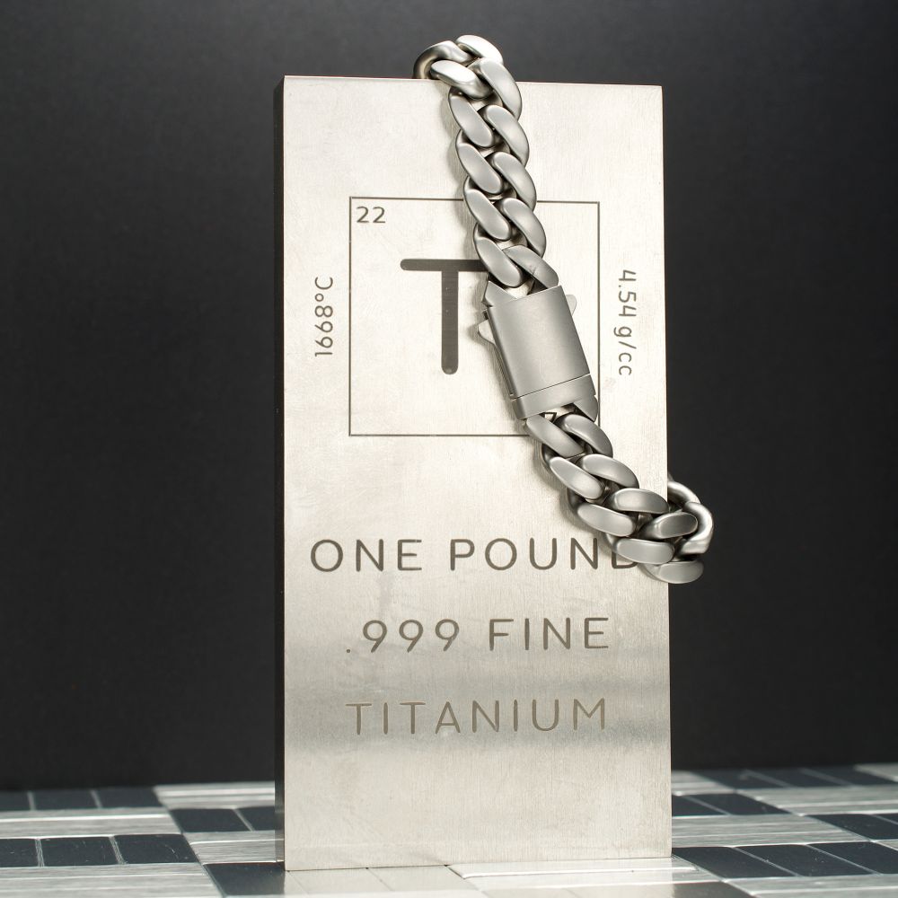 INOX Titanium Matte Finish 12mm Curb Chain Bracelet