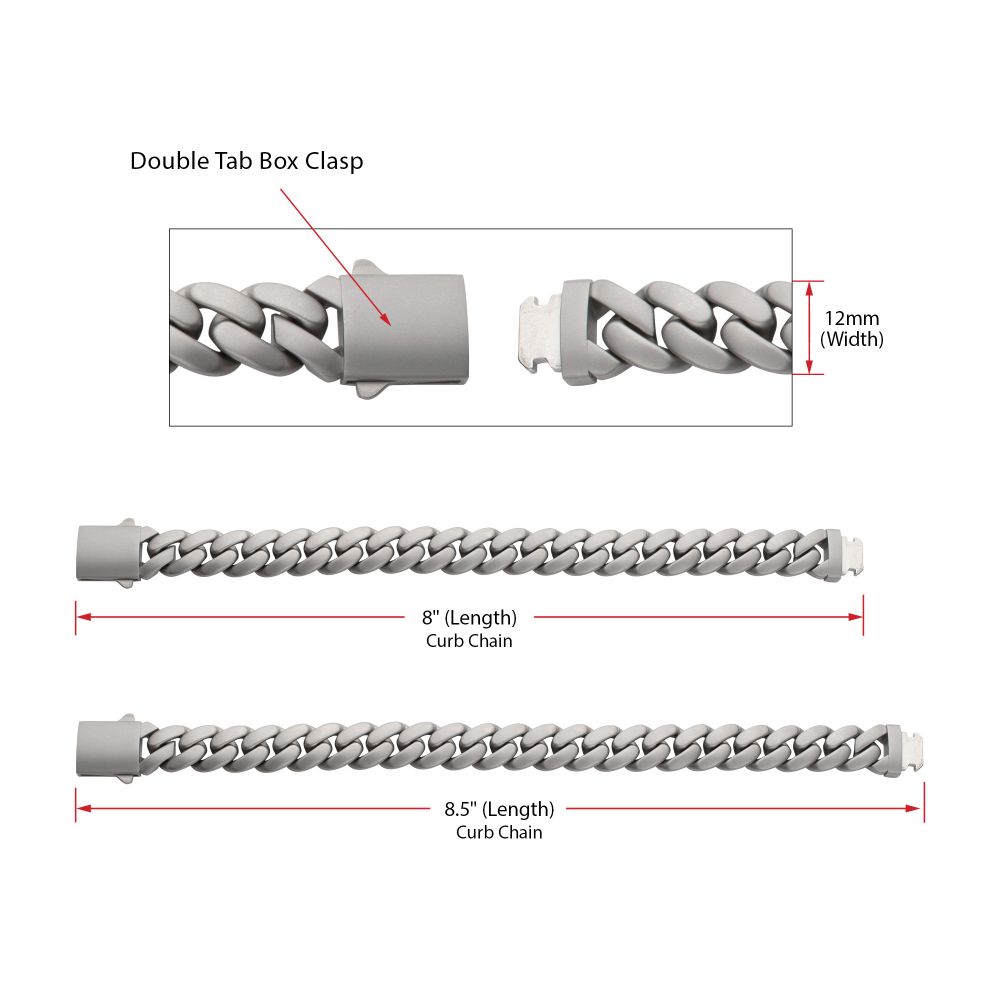INOX Titanium Matte Finish 12mm Curb Chain Bracelet