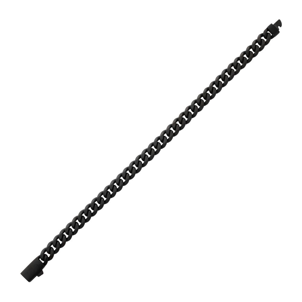 INOX Matte Black IP-Plated Titanium 8mm Diamond-Cut Miami Cuban Chain Bracelet