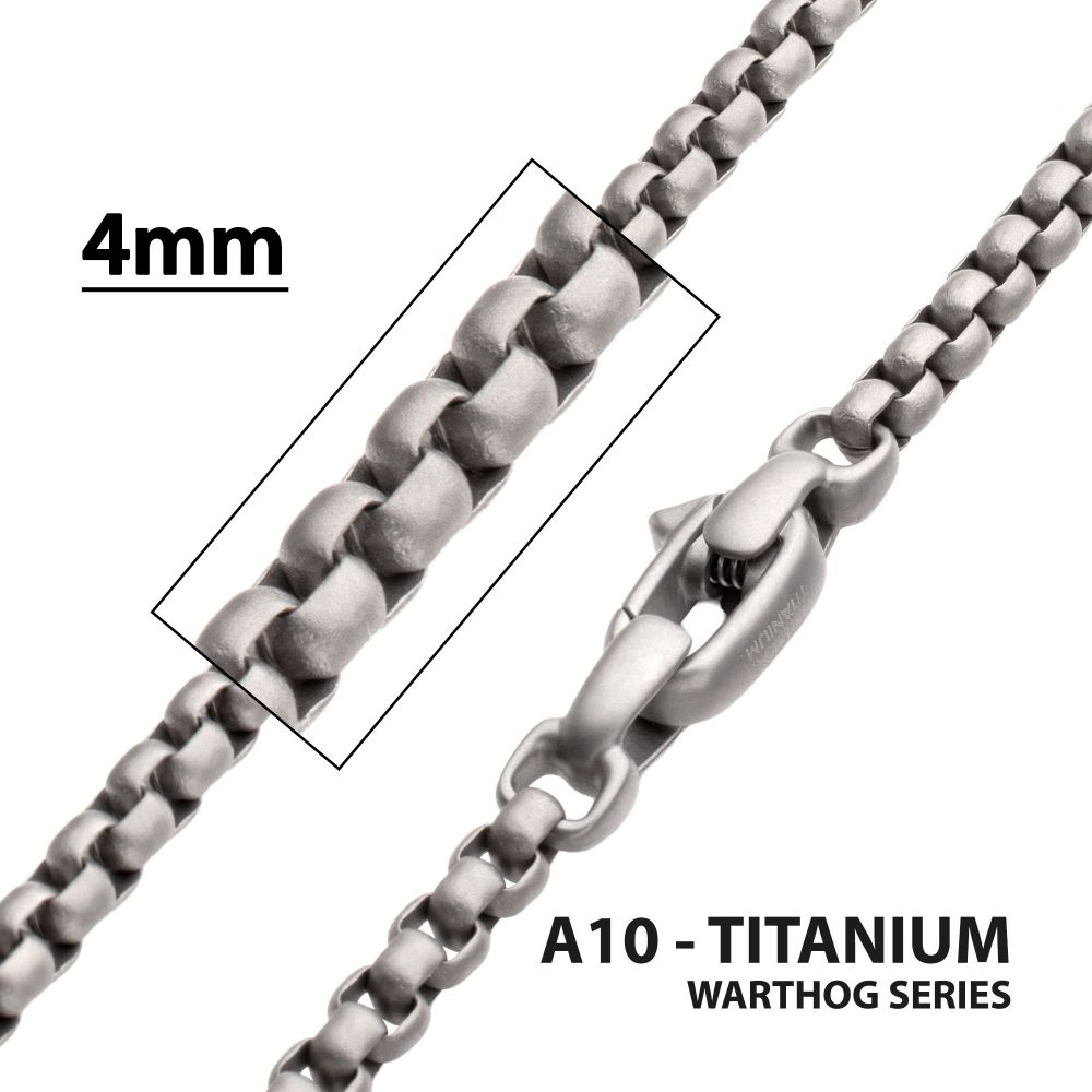 INOX Matte Finish Titanium 4mm Rounded Box Chain Necklace