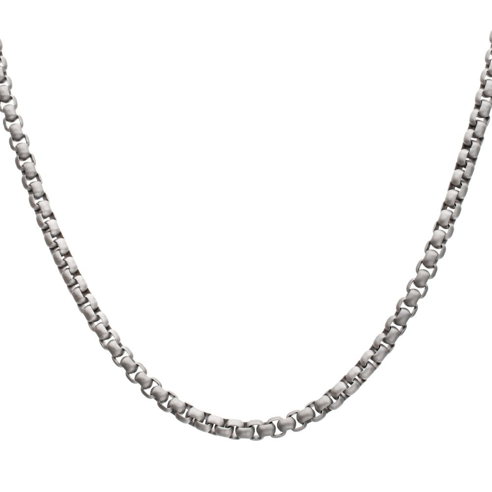 INOX Matte Finish Titanium 4mm Rounded Box Chain Necklace