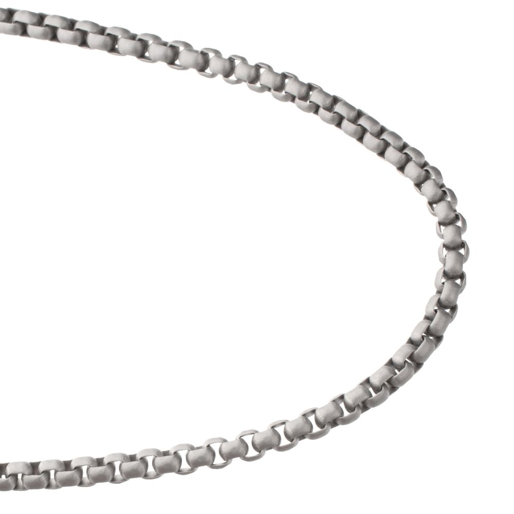 INOX Matte Finish Titanium 4mm Rounded Box Chain Necklace