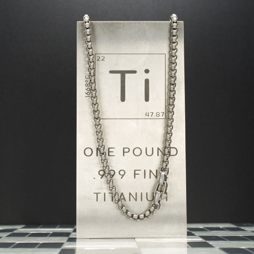 INOX Matte Finish Titanium 4mm Rounded Box Chain Necklace