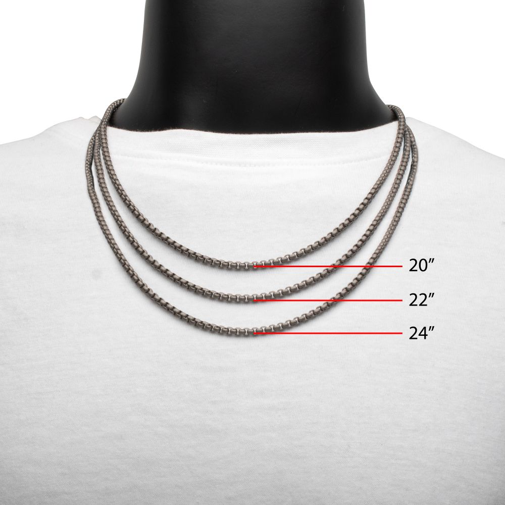 INOX Matte Finish Titanium 4mm Rounded Box Chain Necklace