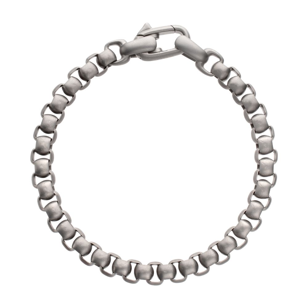 INOX Matte Finish Titanium 7mm Rounded Box Chain Bracelet