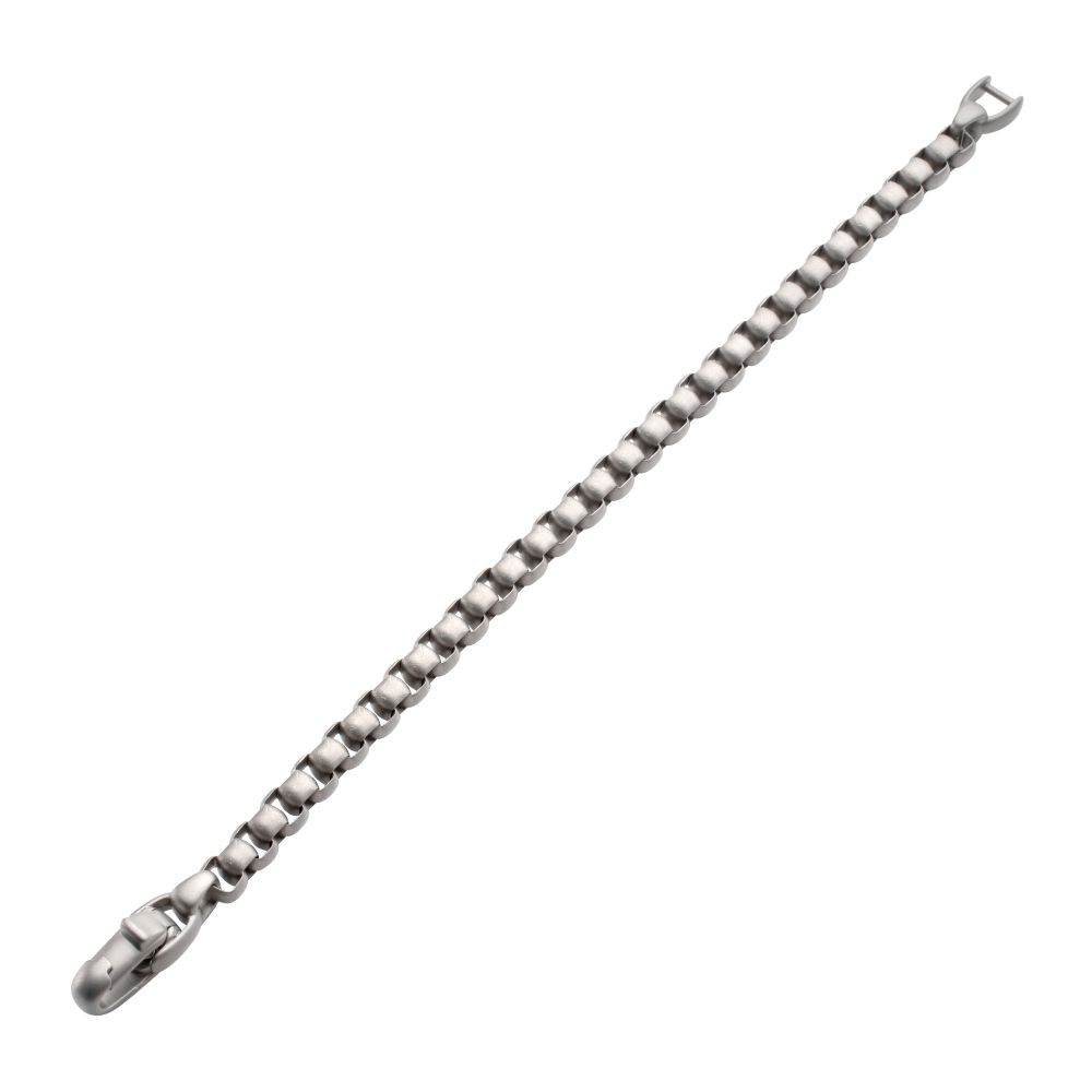 INOX Matte Finish Titanium 7mm Rounded Box Chain Bracelet