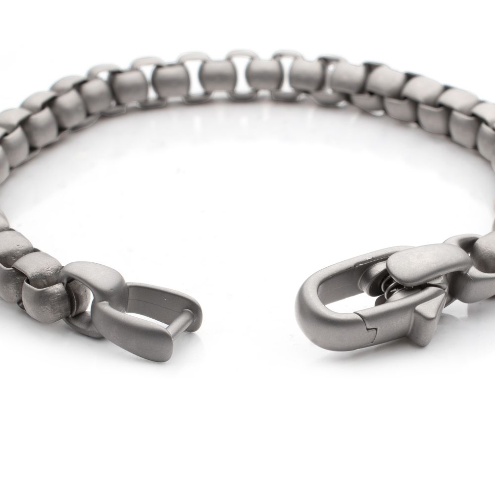 INOX Matte Finish Titanium 7mm Rounded Box Chain Bracelet
