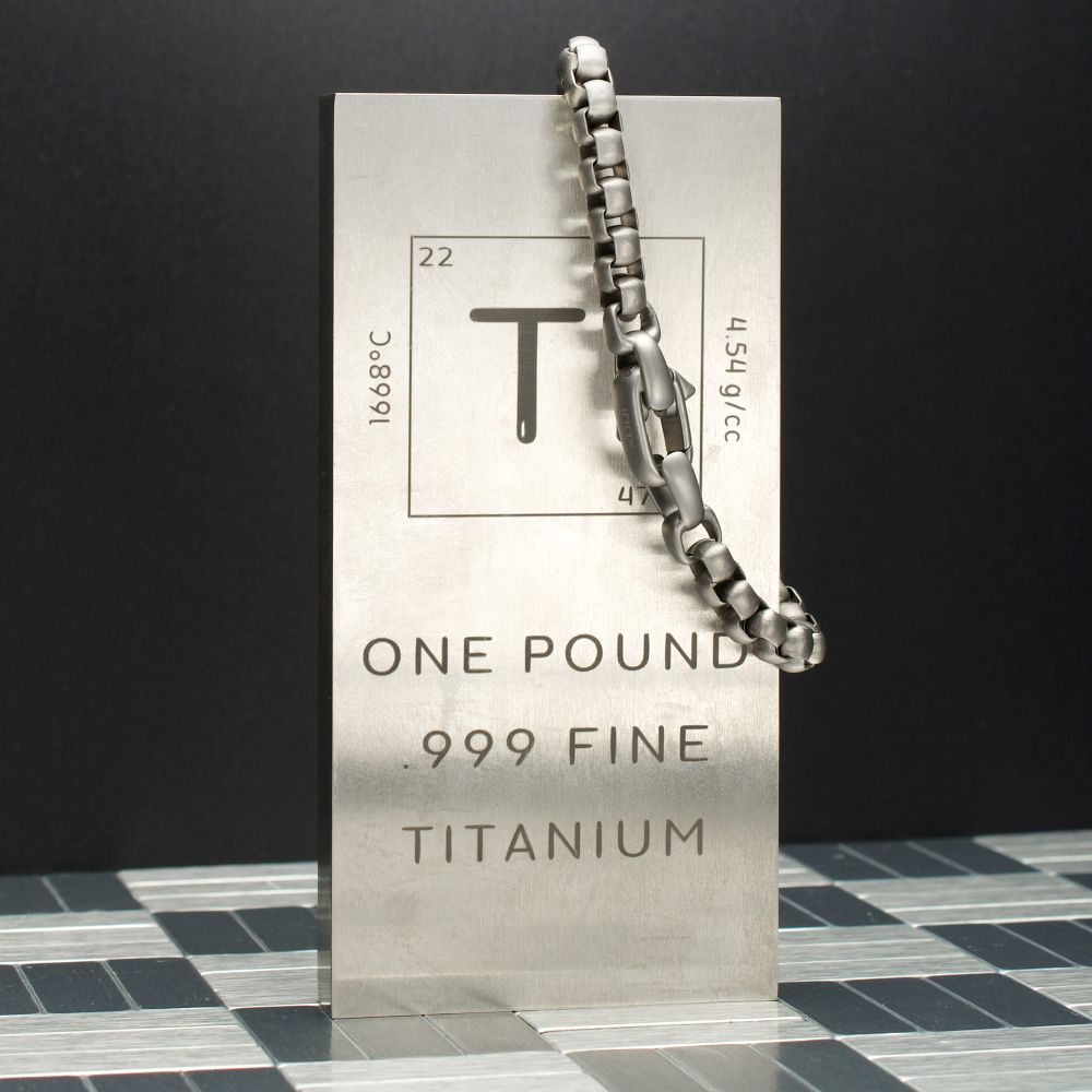 INOX Matte Finish Titanium 7mm Rounded Box Chain Bracelet