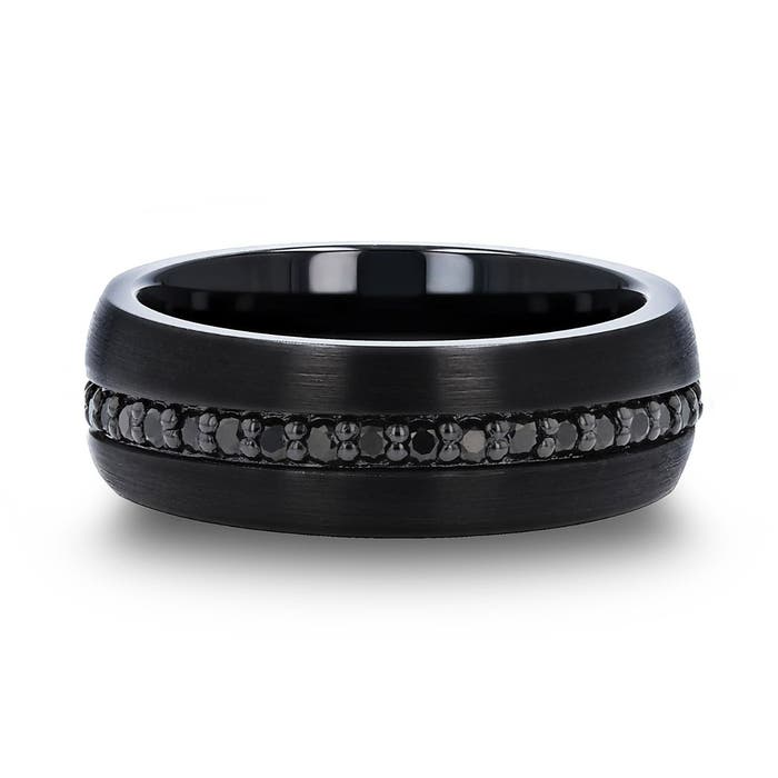 Thorsten "VALIANT" Black Tungsten Ring with Black Sapphires