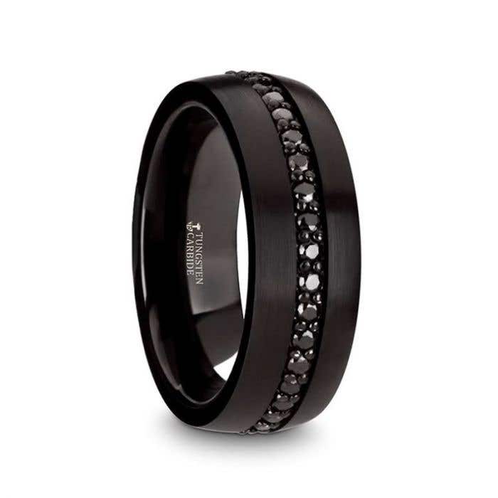 Thorsten "VALIANT" Black Tungsten Ring with Black Sapphires
