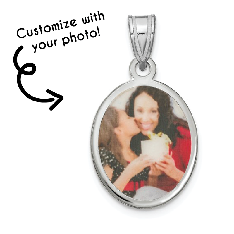 Sterling Silver CUSTOMIZABLE Oval-Frame Photo Pendant