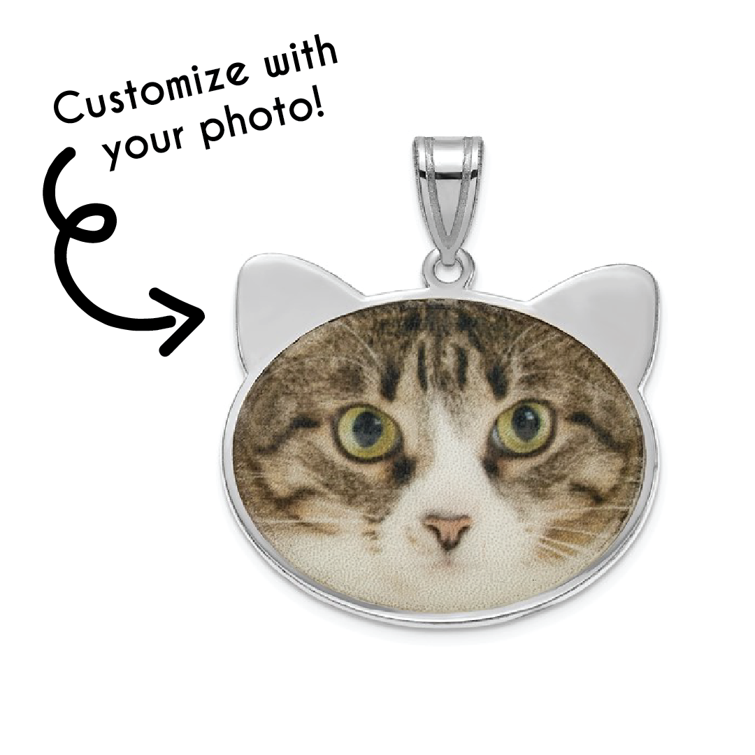 Sterling Silver CUSTOMIZABLE Animal Ear-Frame Photo Pendant