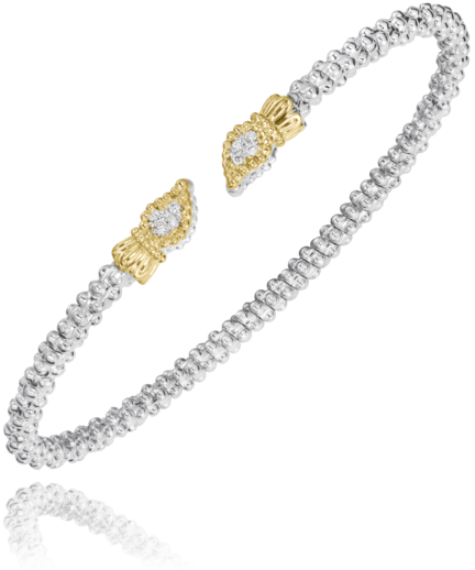 VAHAN 14K Yellow Gold & Sterling Silver 0.06CTW. Diamond 2MM Stackable Bracelet