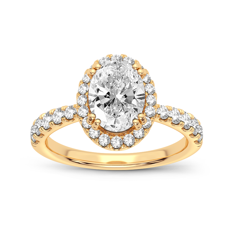 10K Yellow Gold 2CTW. Oval Lab-Grown Diamond Tapered Shank Engagement Ring