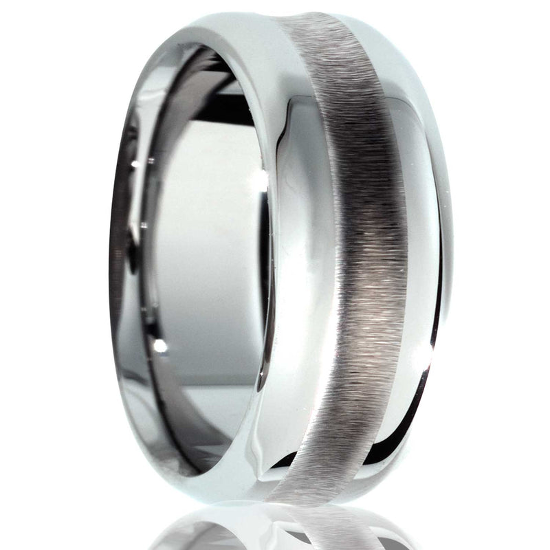 8MM Men's Tungsten Band with Concaved & Beveled-Edges