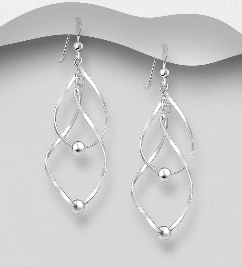 Sterling Silver Articulate & Abstract Ball Dangle Earrings