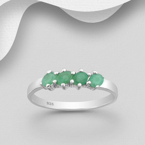 4-Stone Natural Gemstone Fashion Ring