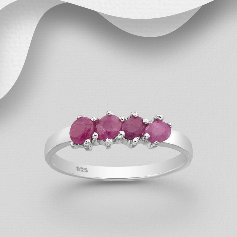4-Stone Natural Gemstone Fashion Ring