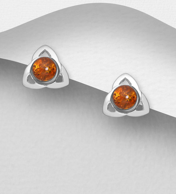 Sterling Silver Baltic Amber Studs