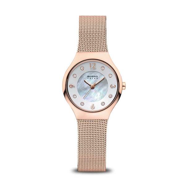 BERING Rose Gold & Mother-of-Pearl Solar Watch