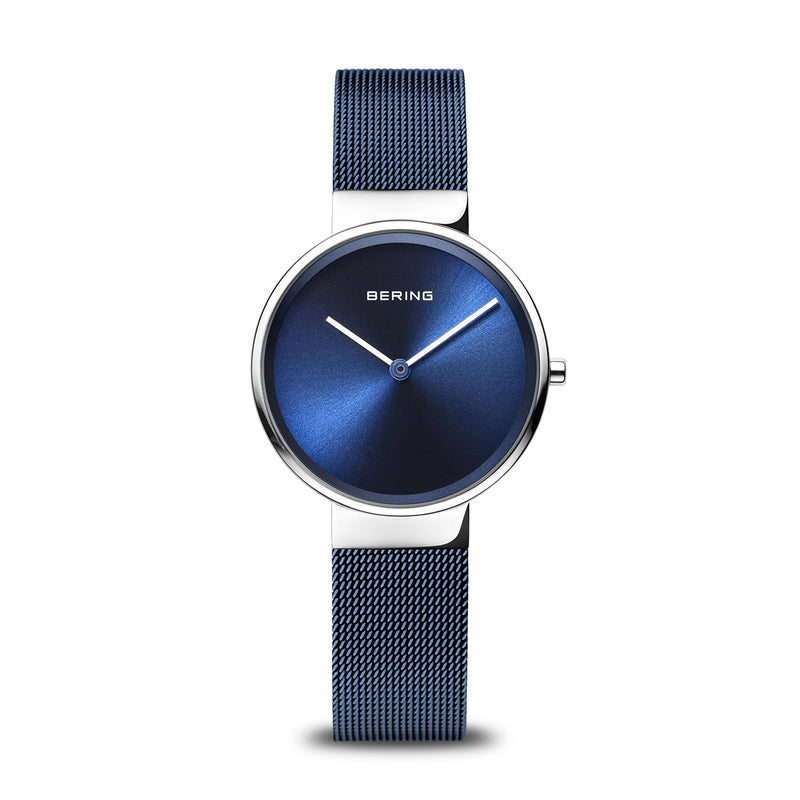 BERING Midnight Blue Polished Silver Watch