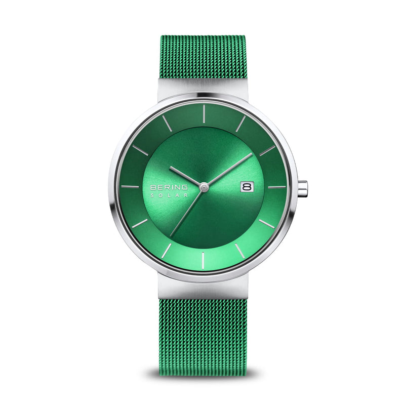 BERING Green & Silver Solar Watch