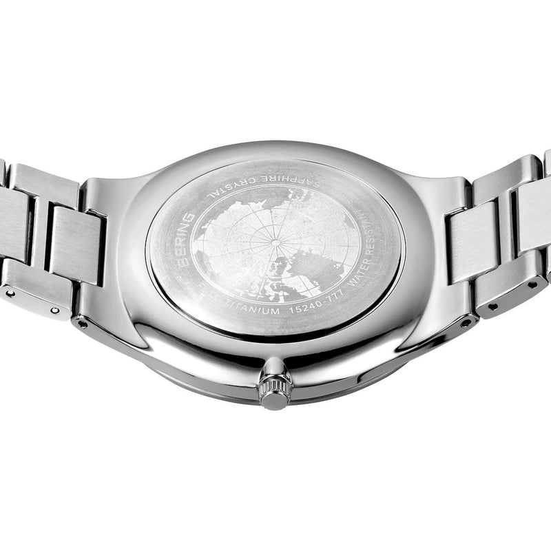 BERING Titanium & Brushed Silver Blue-Faced Watch