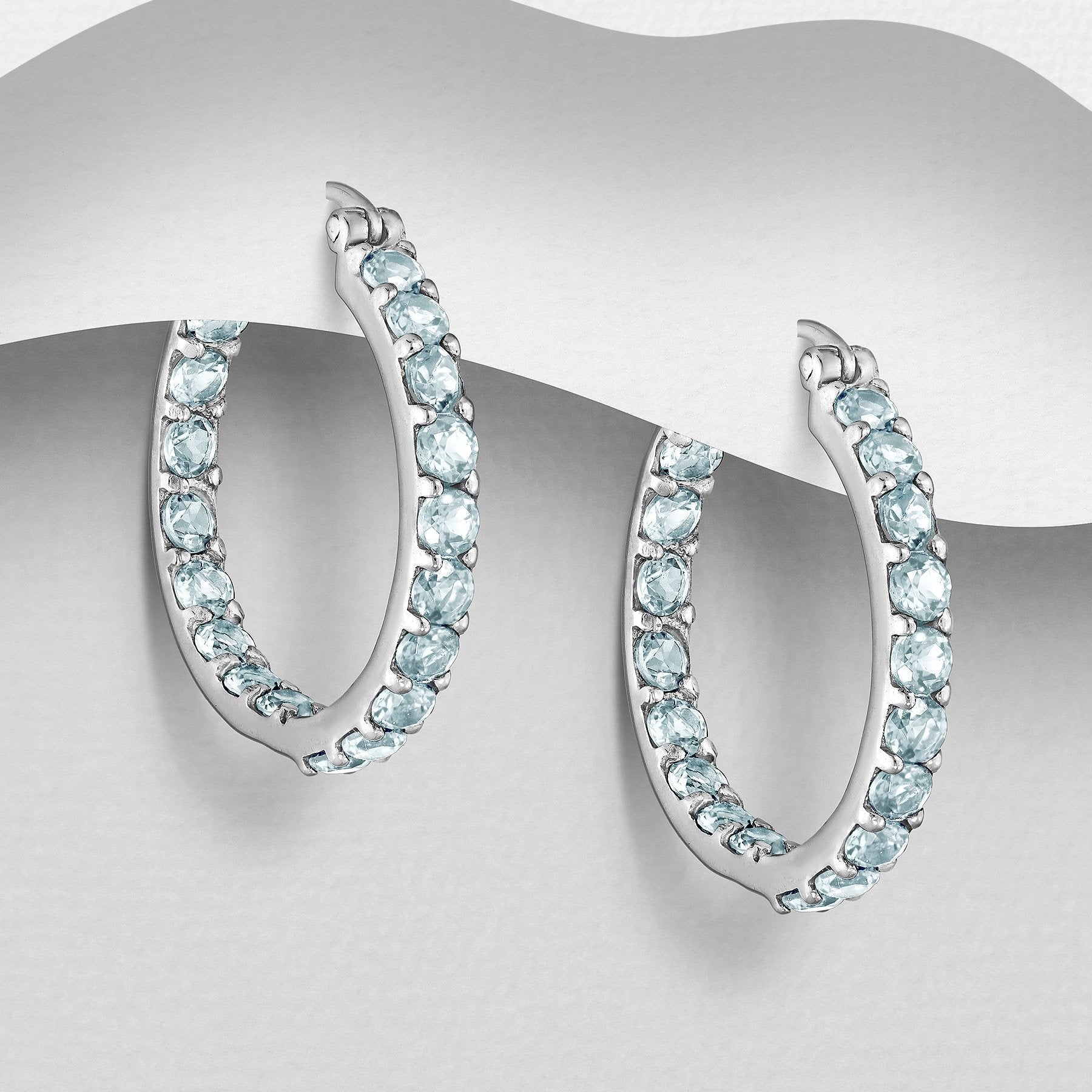 Sterling Silver Sky Blue Topaz Inside-Out Hoops