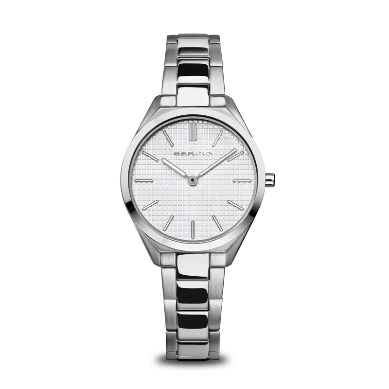 Ultra Slim Polished and Brushed Silver Watch