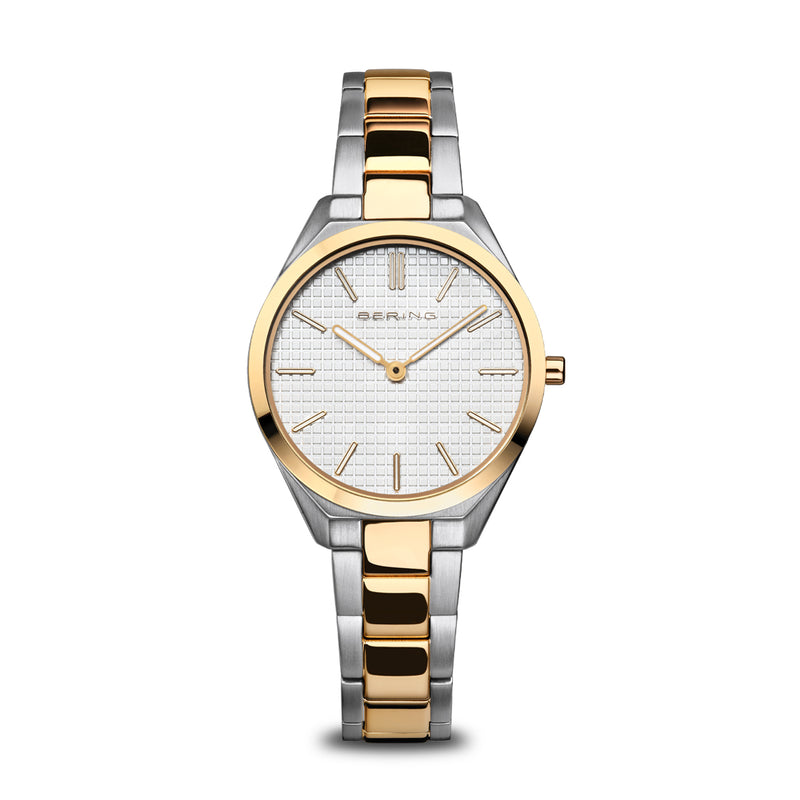 Ultra Slim Polished Gold and Silver Watch