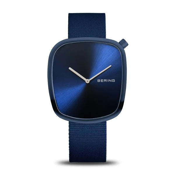 BERING Men's Polished Blue Watch