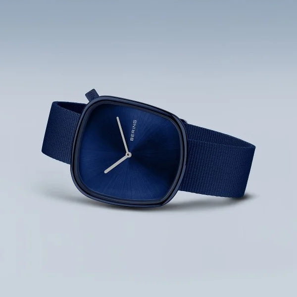 BERING Men's Polished Blue Watch
