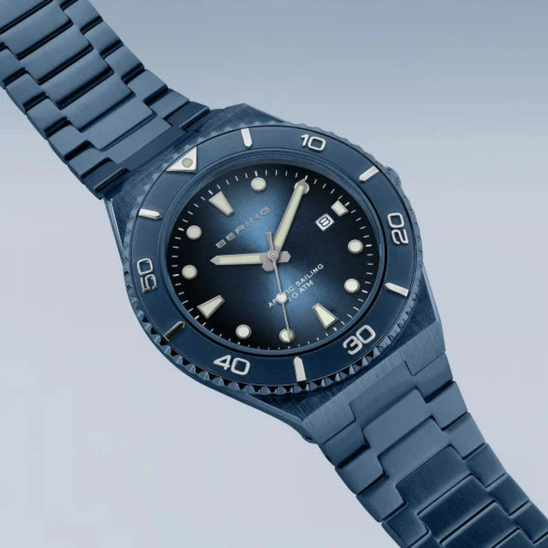 BERING Stainless Steel Polished/Brushed Blue Watch