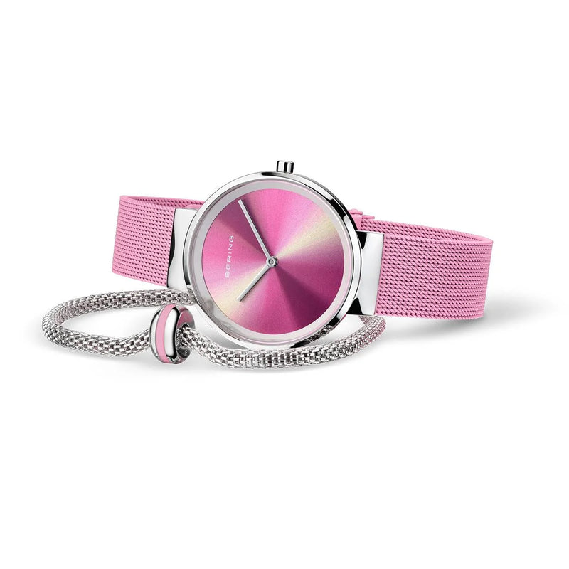 BERING: Time is Life Collection: Pink Milanese Strap