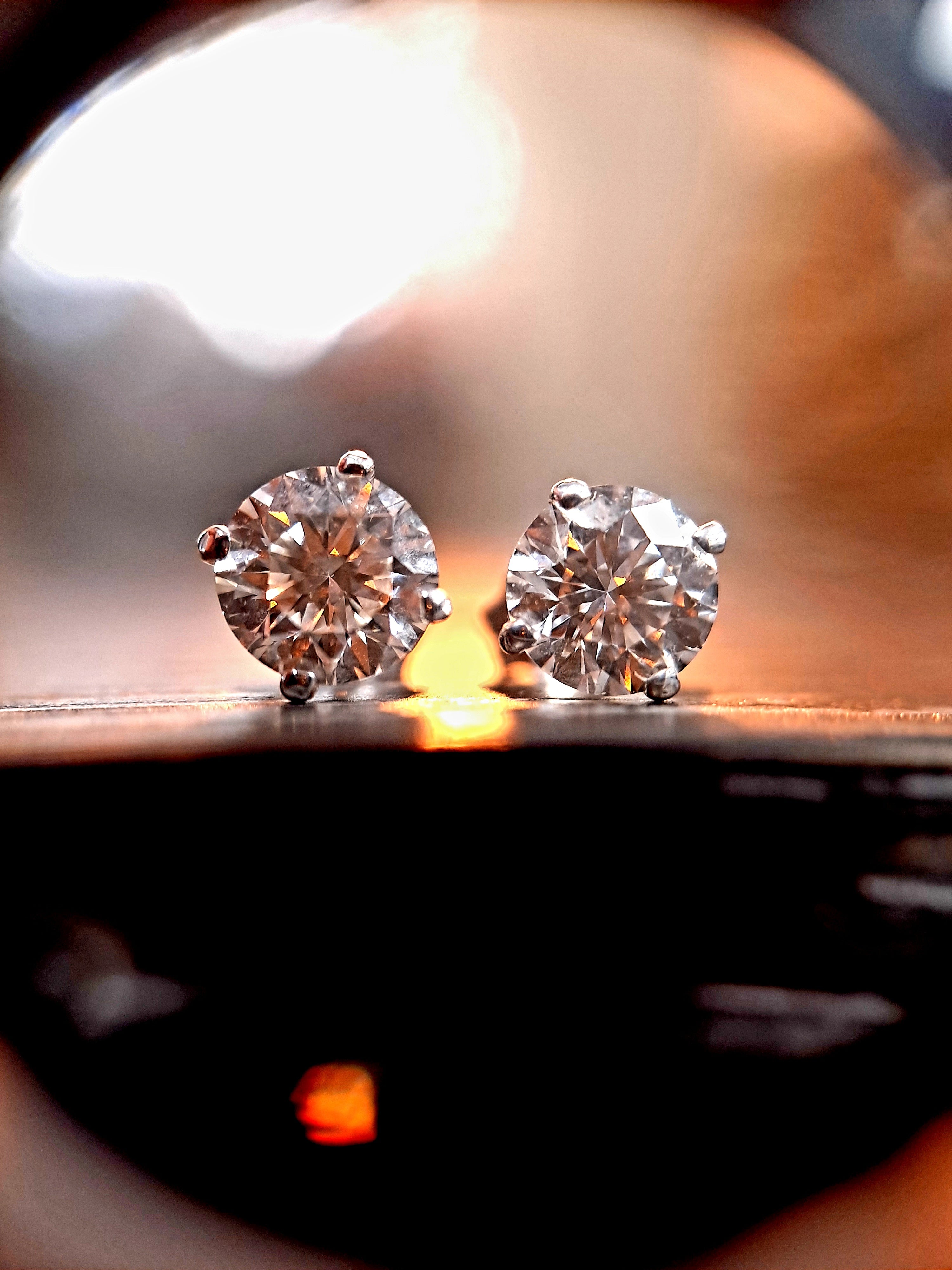 14K White Gold 1CT. Lab-Grown Diamond Stud Earrings