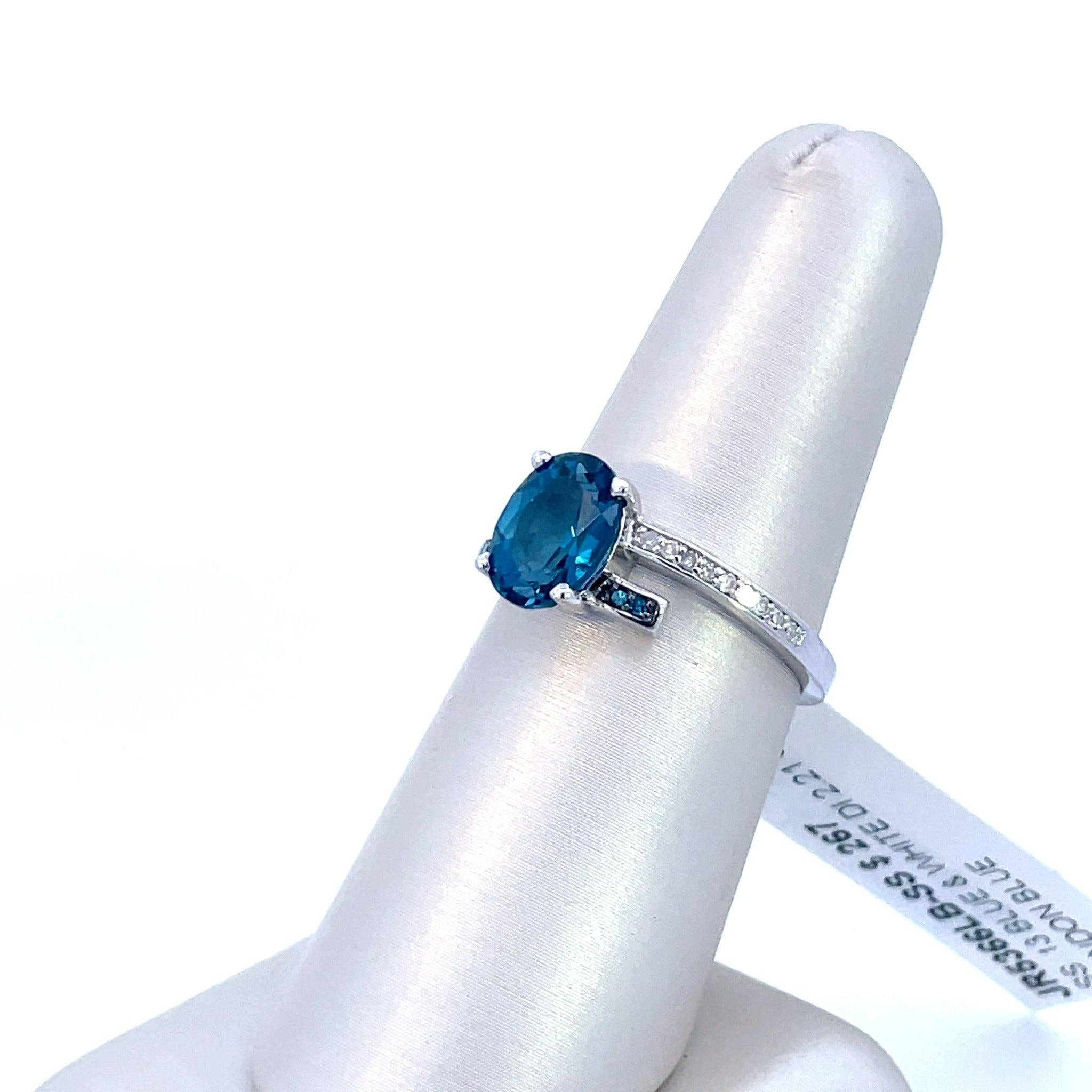 Sterling Silver Blue & White Diamond London Blue Topaz