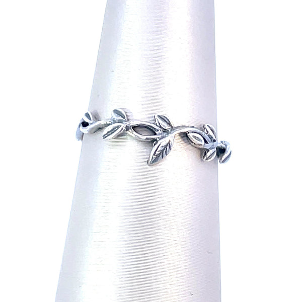Sterling Silver Oxidized Leaf Ring