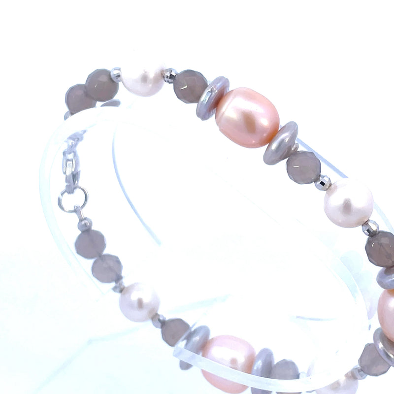 Multicolor Freshwater Crystal and Pearl Bracelet
