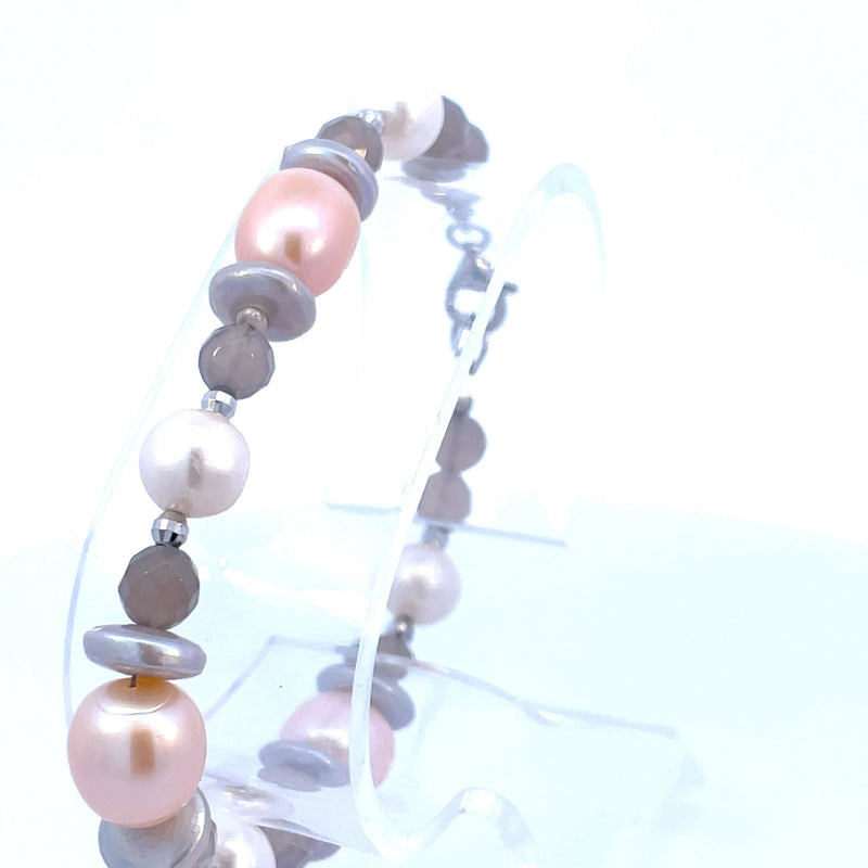 Multicolor Freshwater Crystal and Pearl Bracelet